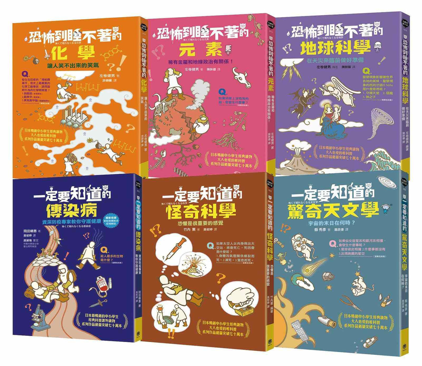 有趣到睡不著的輕科普-悸動版【擴充版】(共6冊):化學.元素.地球科學.天文學.傳染病.怪奇科學