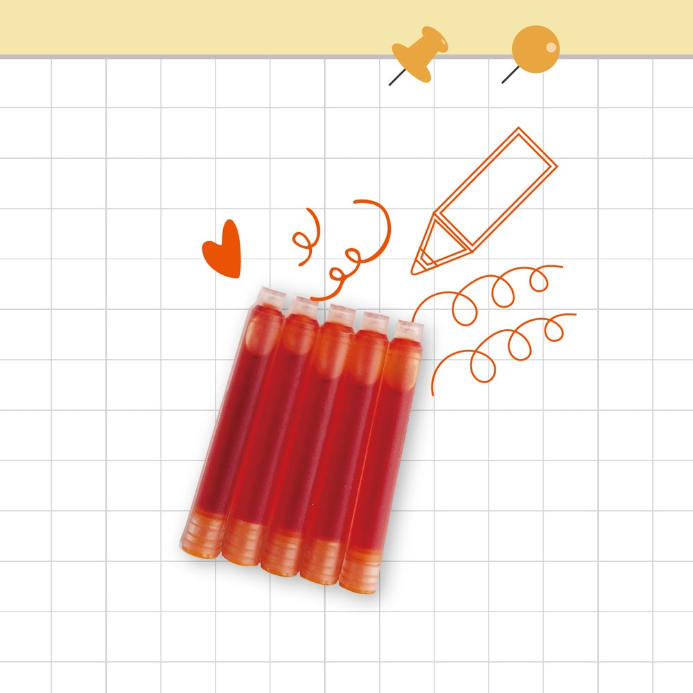 鋼筆專用卡式墨水管5支-2.6mm歐規【陽光橙色】