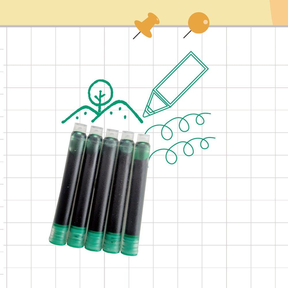 鋼筆專用卡式墨水管5支-2.6mm歐規【蘋果綠】