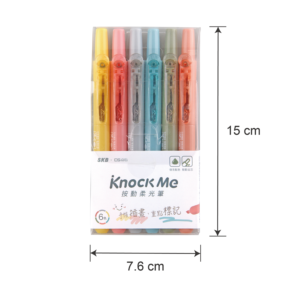 IK-2501 按動柔光筆 6入6色 【4mm / 斜頭】
