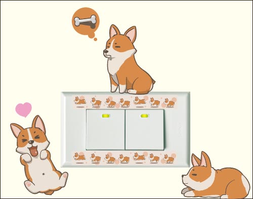 柯基犬貼貼系列開關壁貼-柯基日常
