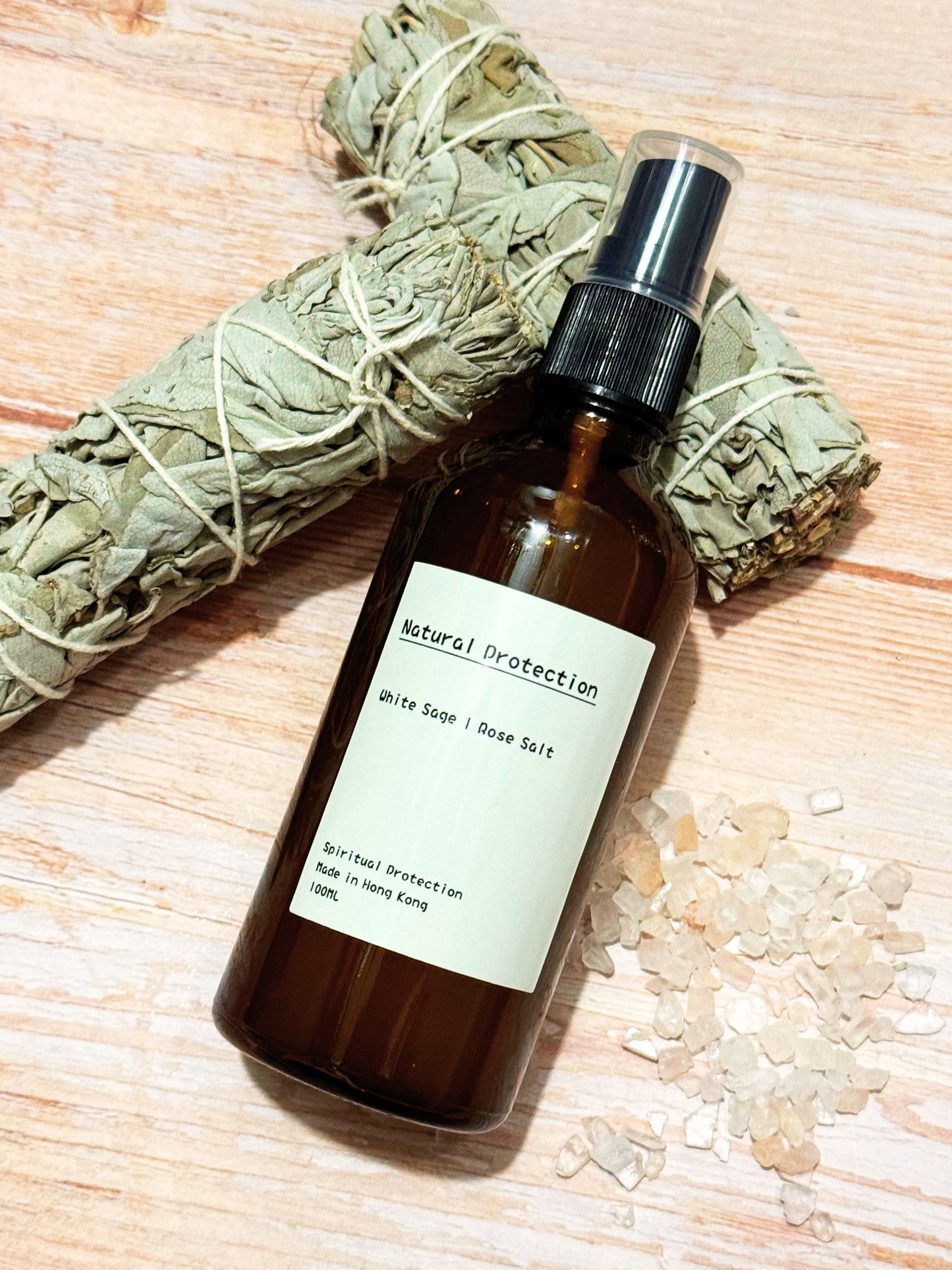 🌿  白鼠尾草 ＋  🌸 玫瑰鹽 能量淨化噴霧 100ml  加強裝