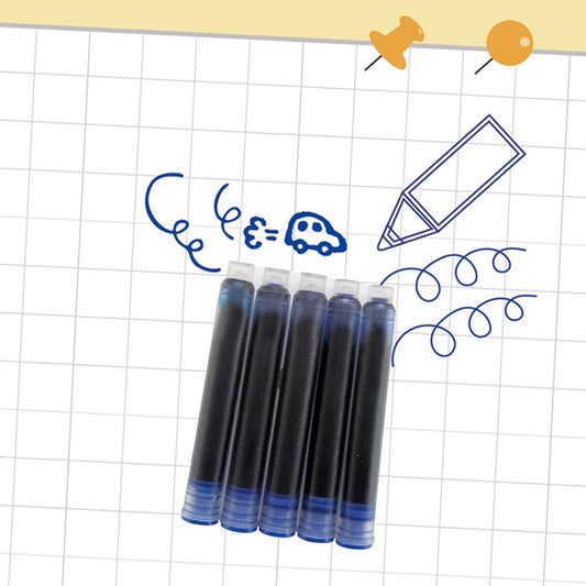鋼筆專用卡式墨水管5支-2.6mm歐規【藍色】