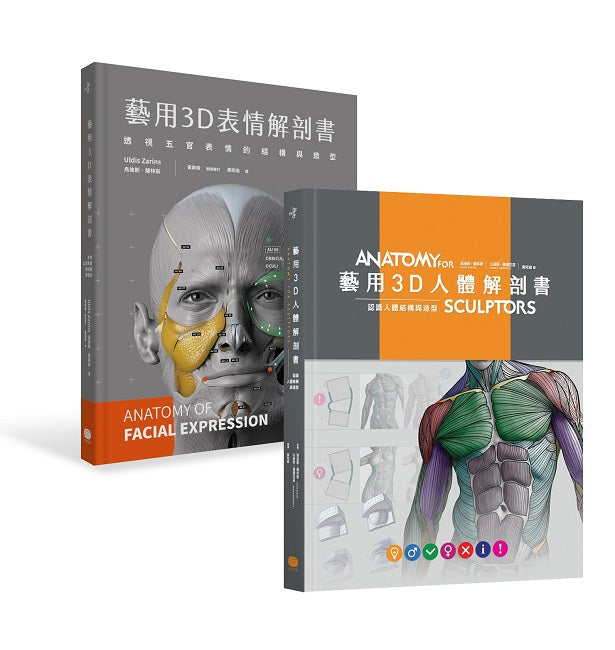 藝用3D人體x表情解剖書(兩冊套書) – 香港地攤