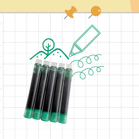 鋼筆專用卡式墨水管5支-2.6mm歐規【蘋果綠】