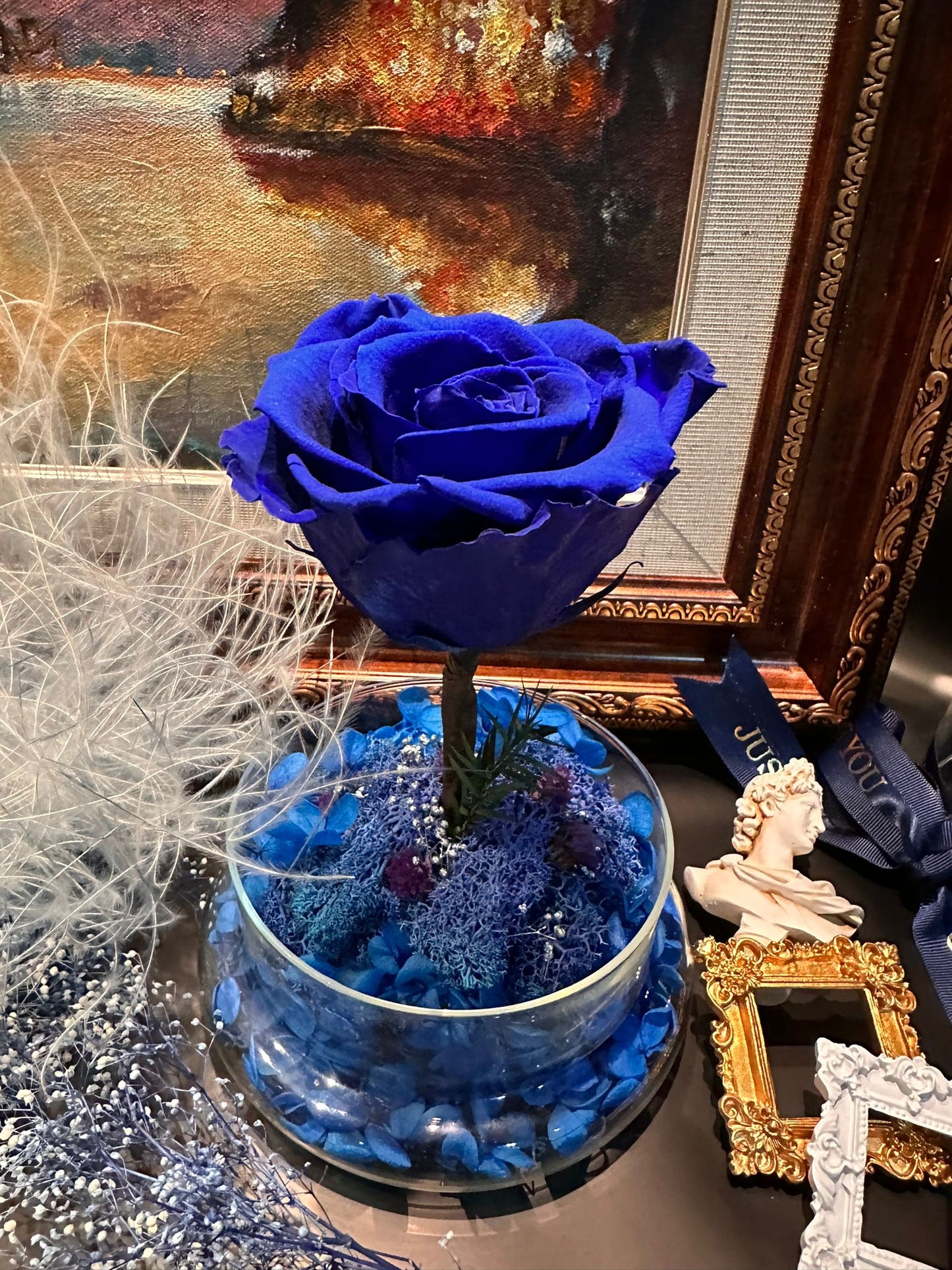Rose Amor 藍玫瑰  ＋  Fliur.Art 禮盒特別裝   獨一無二 高級送禮擺設  -  香港本土花藝師 Coobe 手作系列