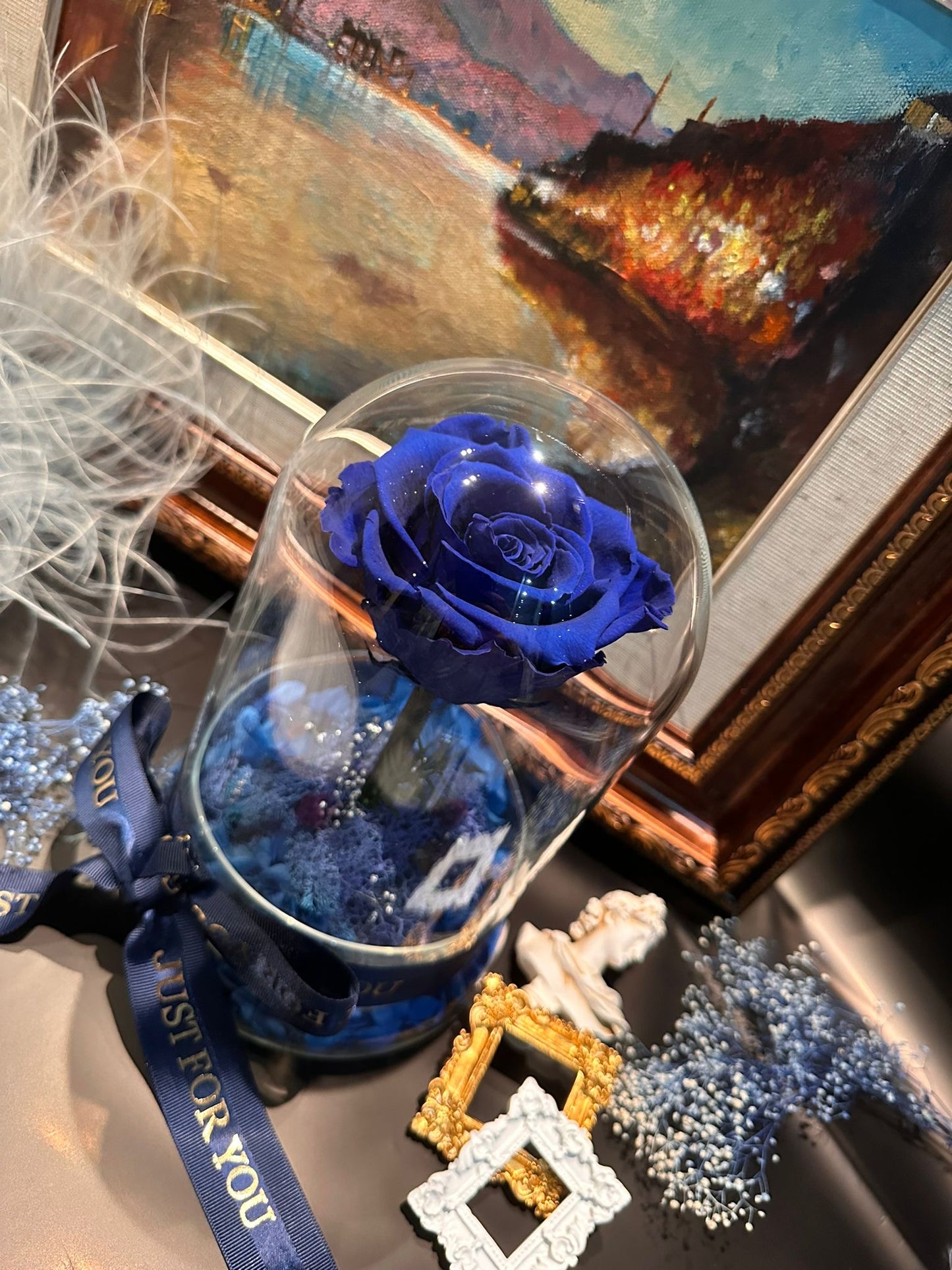 Rose Amor 藍玫瑰  ＋  Fliur.Art 禮盒特別裝   獨一無二 高級送禮擺設  -  香港本土花藝師 Coobe 手作系列