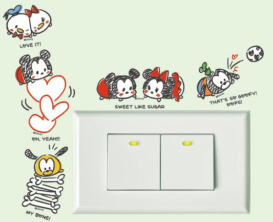 TSUMTSUM系列開關壁貼-米奇好朋友